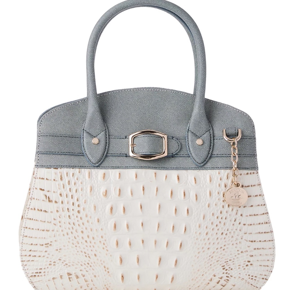 Brahmin Rosetta Minden Leather Satchel. Snowball